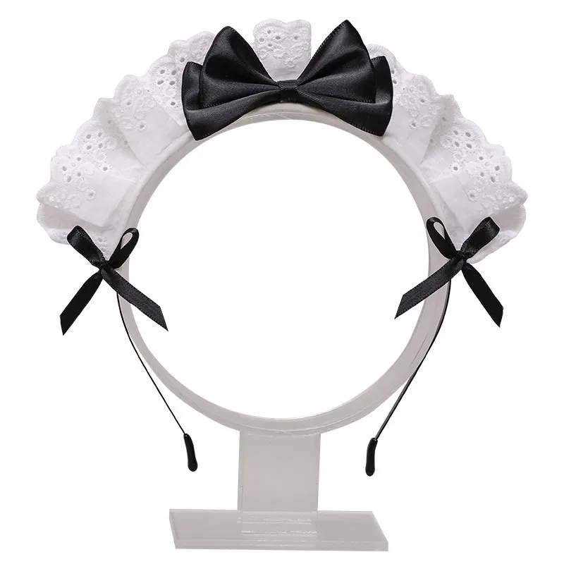 

Japanese Lolita Headdress Lolita Hair Accessories Two-dimensional Lace Bow Maid Headband Anime Decor