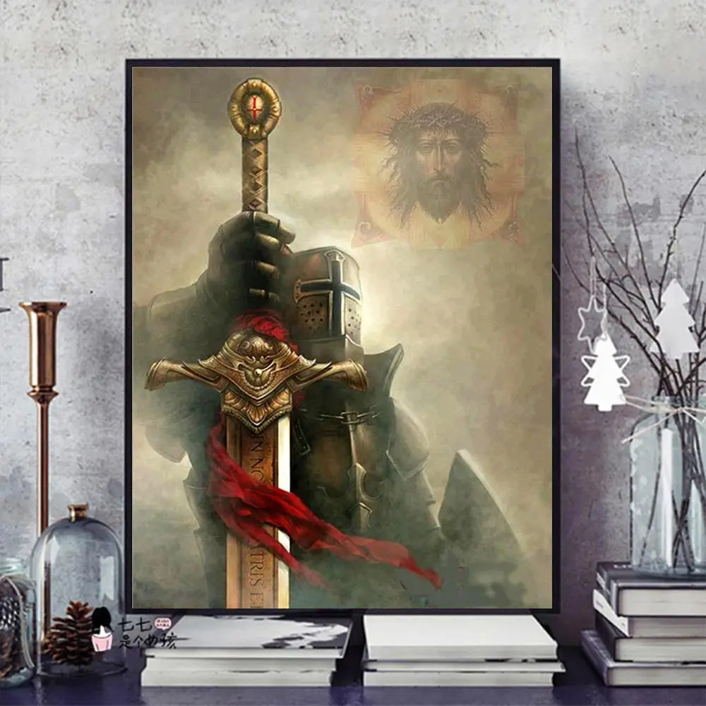 Вышивка Стразы сделай сам старинный темплар рыцарь полноразмерная квадратная