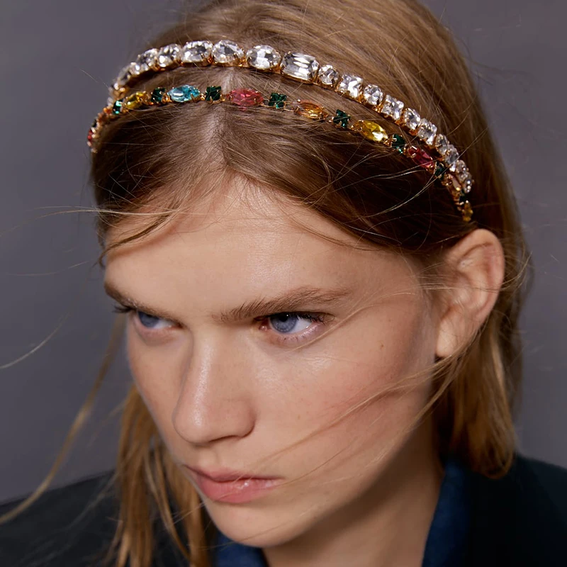 Повязки для волос ZA новинка 2019 модные красочные повязки на голову стразы женские