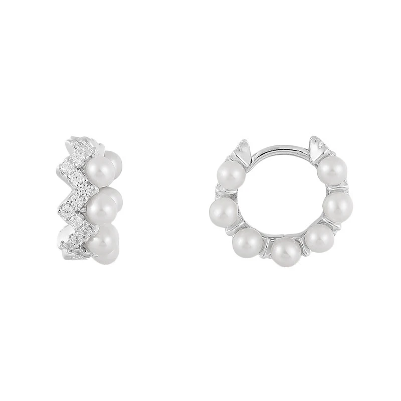 

Fashionable Jewelry New Zigzag Wave Pearl Platinum Ladies Earrings For Women Romantic And Exquisite Jewelry Anniversary Gifts