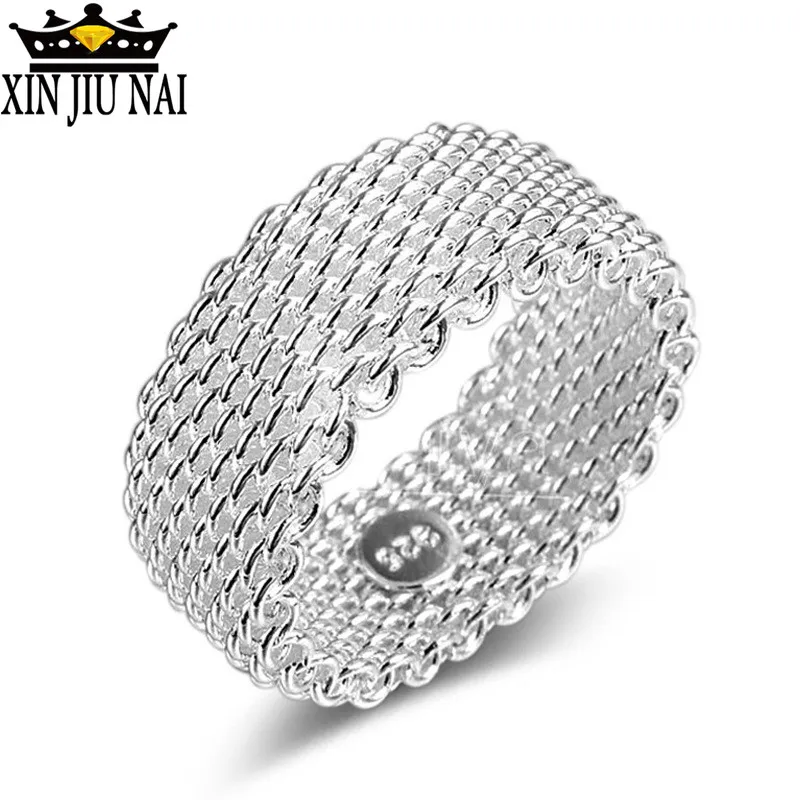 Кольцо из серебра 925 пробы anillos простое модное кольцо в сеточку уникальный дизайн