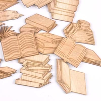mixed book pattern wooden crafts scrapbooking 10pcs wood ornaments for decor birthday wedding diy arts home decoration m2553