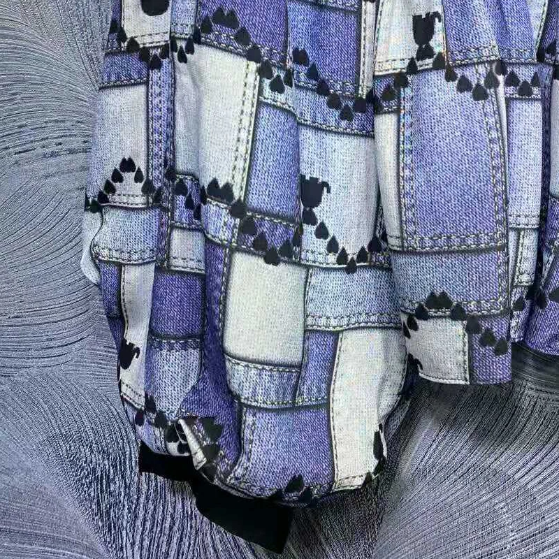 

SEQINYY Casual Shirt 100% Silk Summer Spring New Fashion Design Women Lantern Sleeve Plaid Blue Print Loose Top
