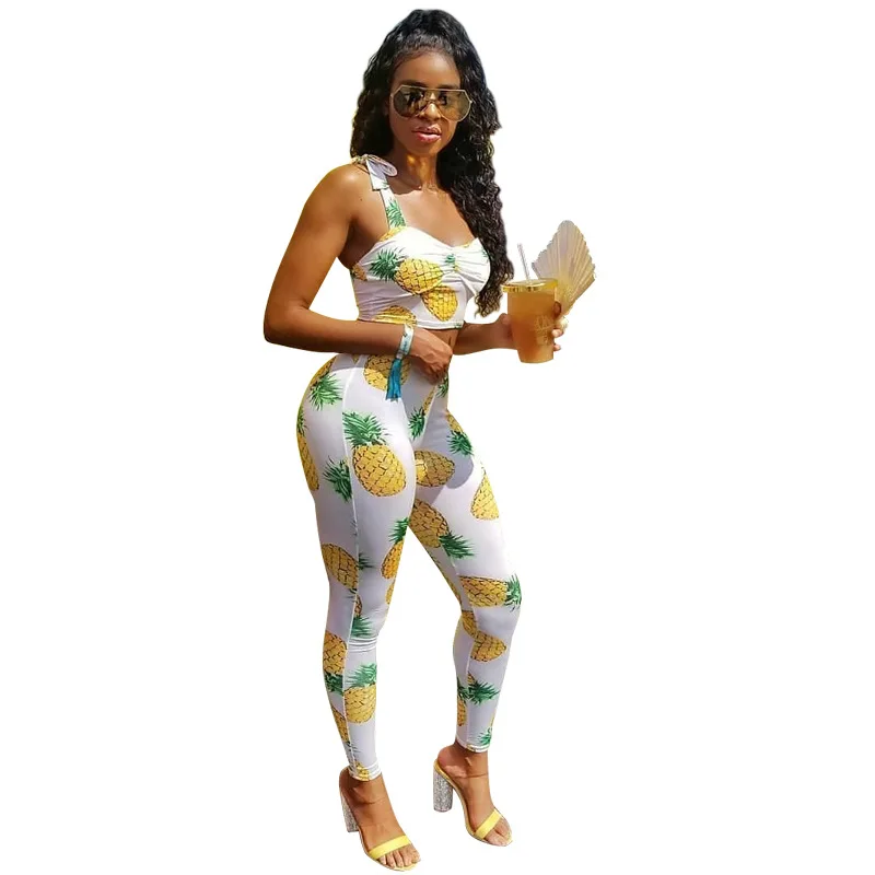 Милый принт ананаса сексуальные милые наряды для женщин пляжный летний топ на