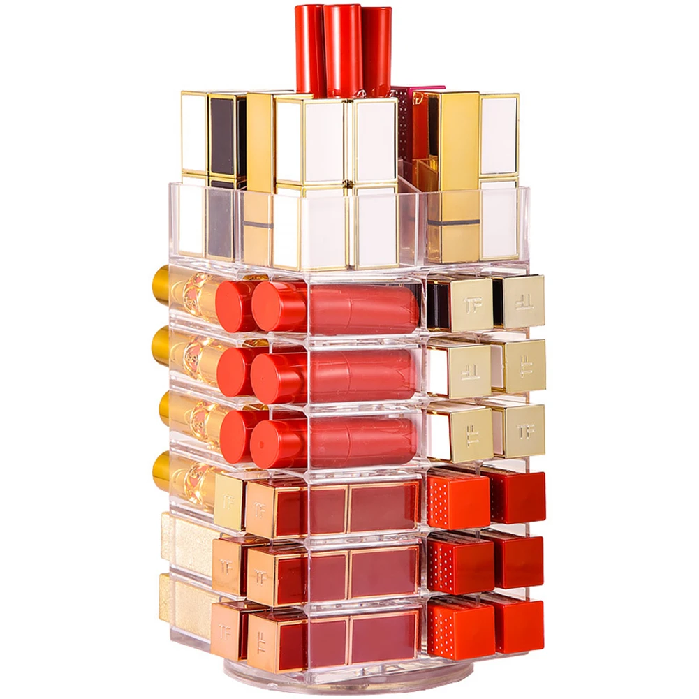 

CTHome 28/16/10 Grid Lipstick Storage Box Cosmetic Organizer Lipsticks Display Stand Transparent Makeup Plastic Box Stackable