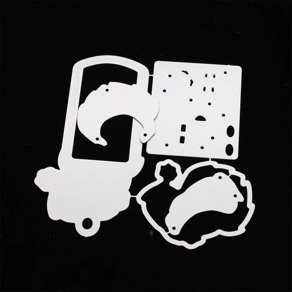 Милые металлические трафареты для скрапбукинга с изображением Санта-тега