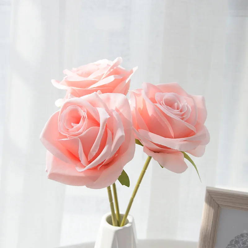 

Pink Rose Artificial Silk Flower Branch DIY Wedding Decor Bouquet Home Living Room Dining Table Party Desktop Flower Arrangement