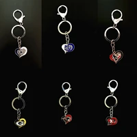fitness lover football team rugby heart shape keychain outdoor hiphop rope fan sport young jewelry chain accessories cute