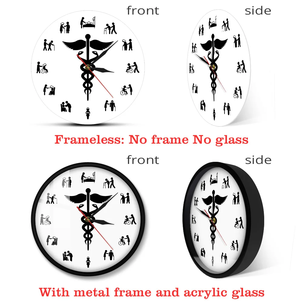 Настенные часы для медсестры без оправы медицинский Кадуцей домашний декор