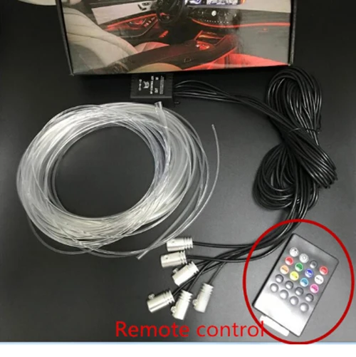 RGB 6 in 1 6 в 1 8 м звуковая активная EL неоновая подсветка для салона автомобиля RGB светодиодный свет салона автомобиля Многоцветный Bluetooth телефон управление атмосферным светом 12 В - Испускаемый цвет: RGB 6 in 1