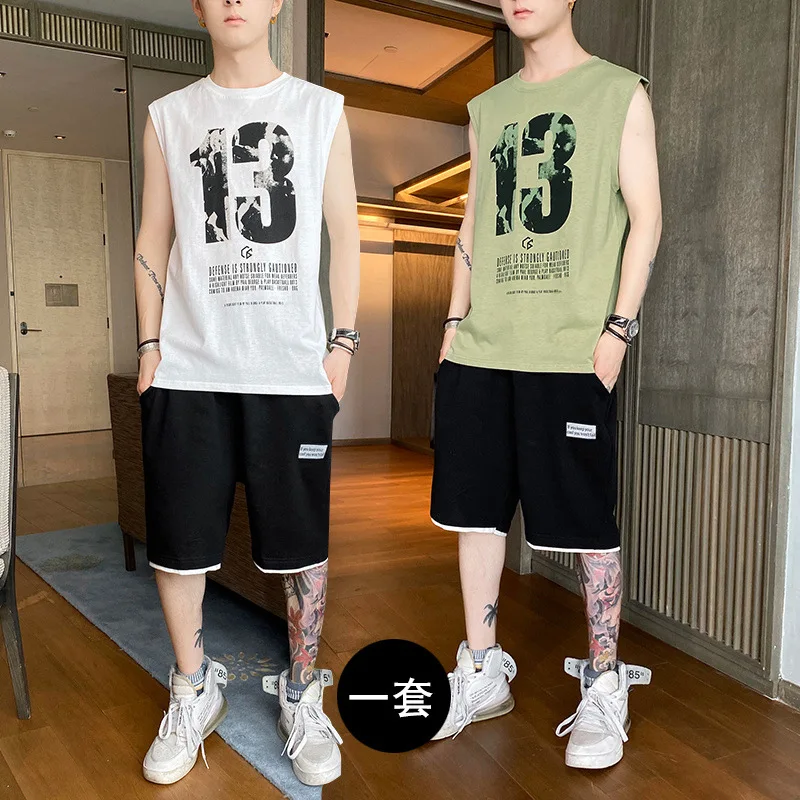 

Vest Suit Men's Summer Trend Leisure Sports Fitness Sleeveless Shorts Basketball Uniform