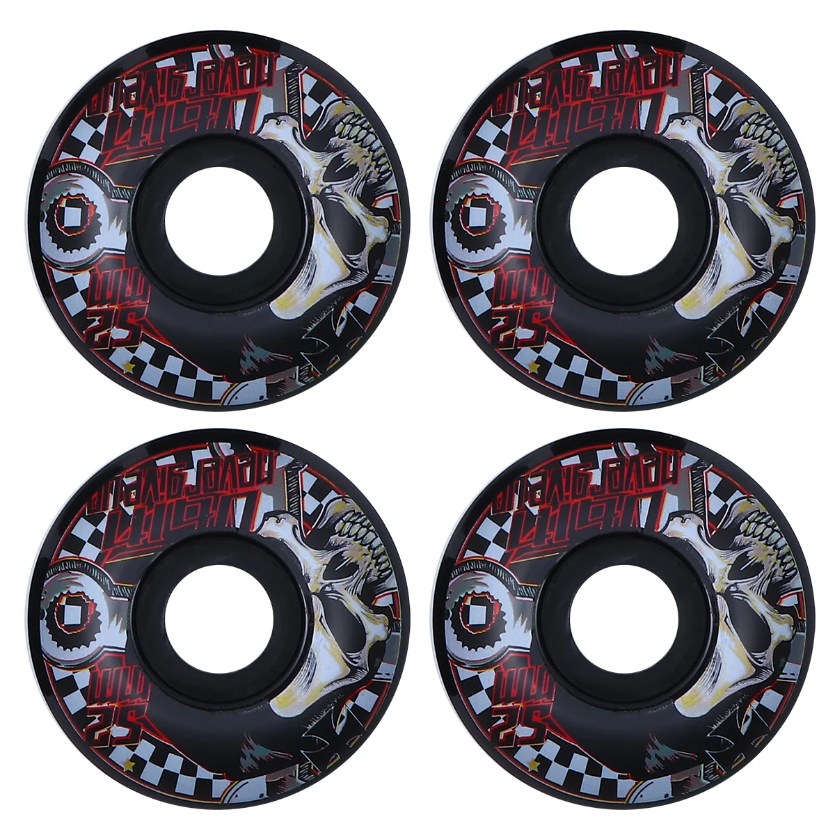 

4pcs Pattern Skatboard Wheel High Hardness PU Wheel Hub Assorted Color