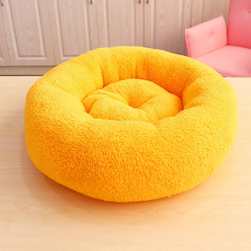 Круглая кровать для собак Jormel моющаяся длинная плюшевая и кошек очень мягкие