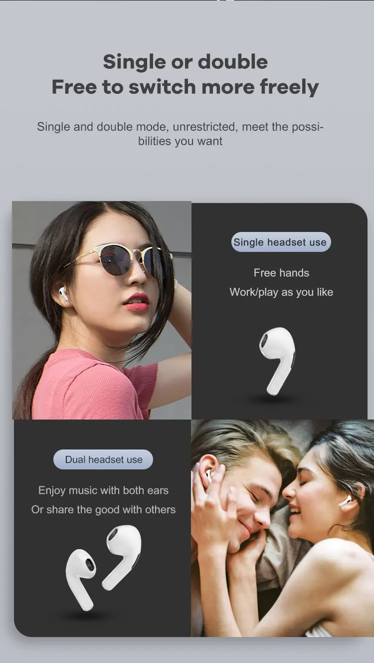 

TWS Pur 6 Headphones, Wireless Bluetooth 5.0, Mini 8D Stereo Bass Noise Canceling Headphones with Microphone for xiaomi HuaWei