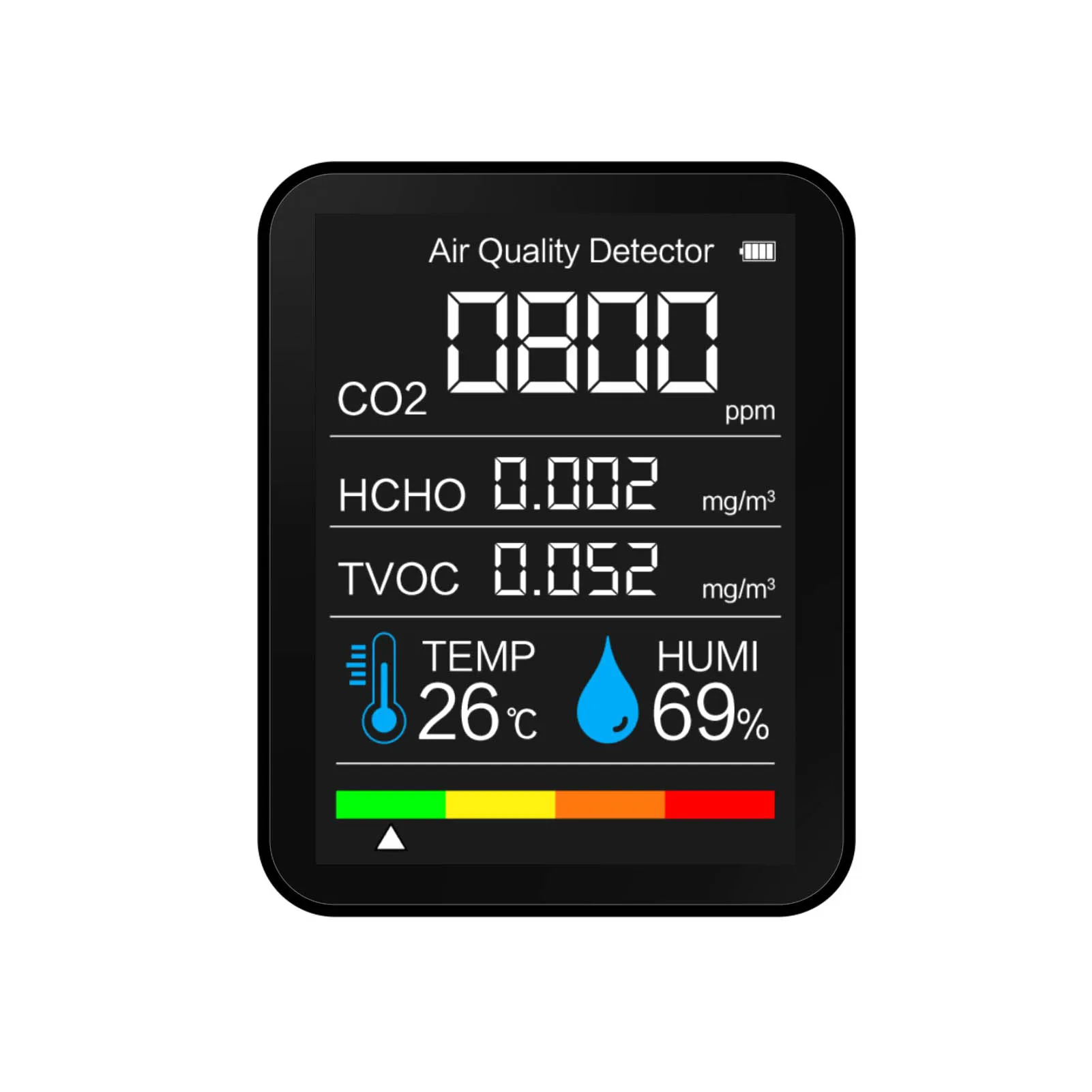 

Портативный детектор CO2, детектор качества воздуха, интеллектуальный детектор TVOC HCHO, тестер температуры и влажности, монитор диоксида углер...
