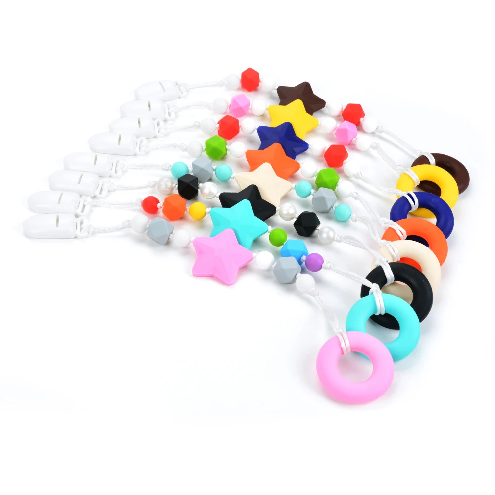 LOFCA Donut 5 uds cuentas de silicona beb&eacute; mordedor de BPA libre mordedor collar Cadena de chupete perlas beb&eacute; Juguetes DIY Accesorios-5