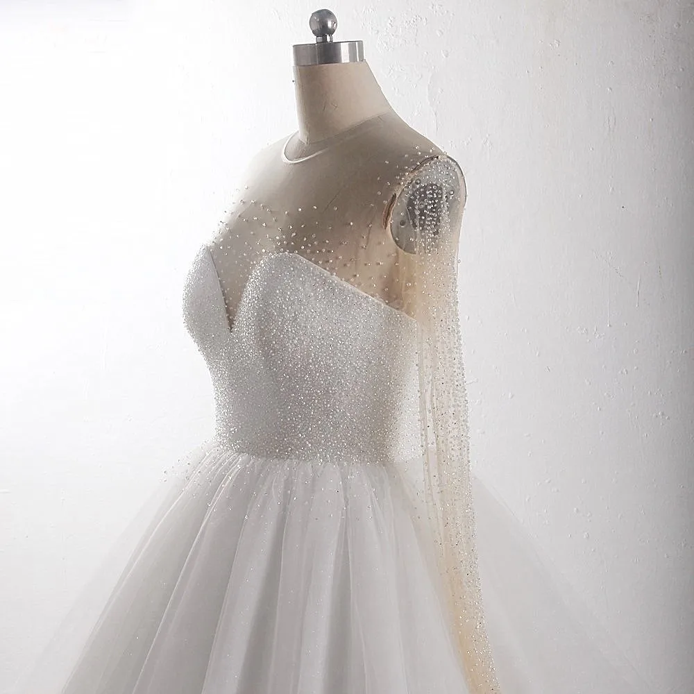 LZ397 принцесса свадебное платье размера плюс элегантное о-образный вырез с