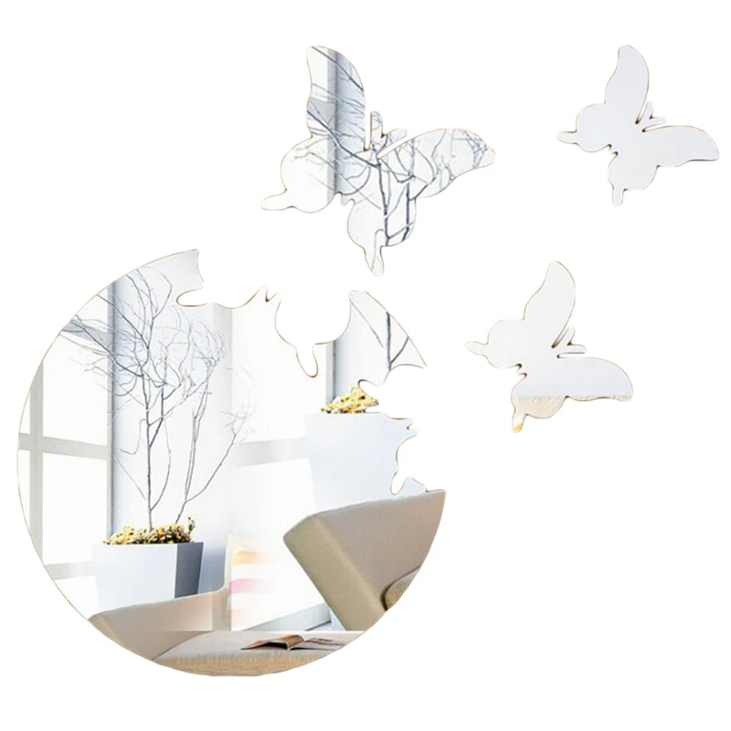 

3D Butterfly Decoration Acrylic Mirror Wall Sticker Home Decor Stickers Living Room Bedroom Bathroom Toilet Wall Mural Art Decal