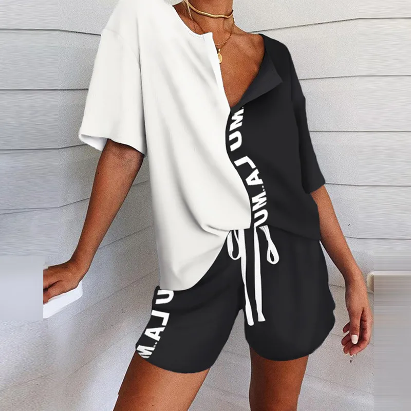 

2020 Fashion Pajamas Sets Women Short Sleeve Tops + Shorts Set Nightwear Pyjamas Female Summer Sleepwear 2pcs/set Hot Sale
