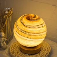 led planet night light galaxy lamp wooden base table lamps for bedroom bedside glass lights decor children girls gift