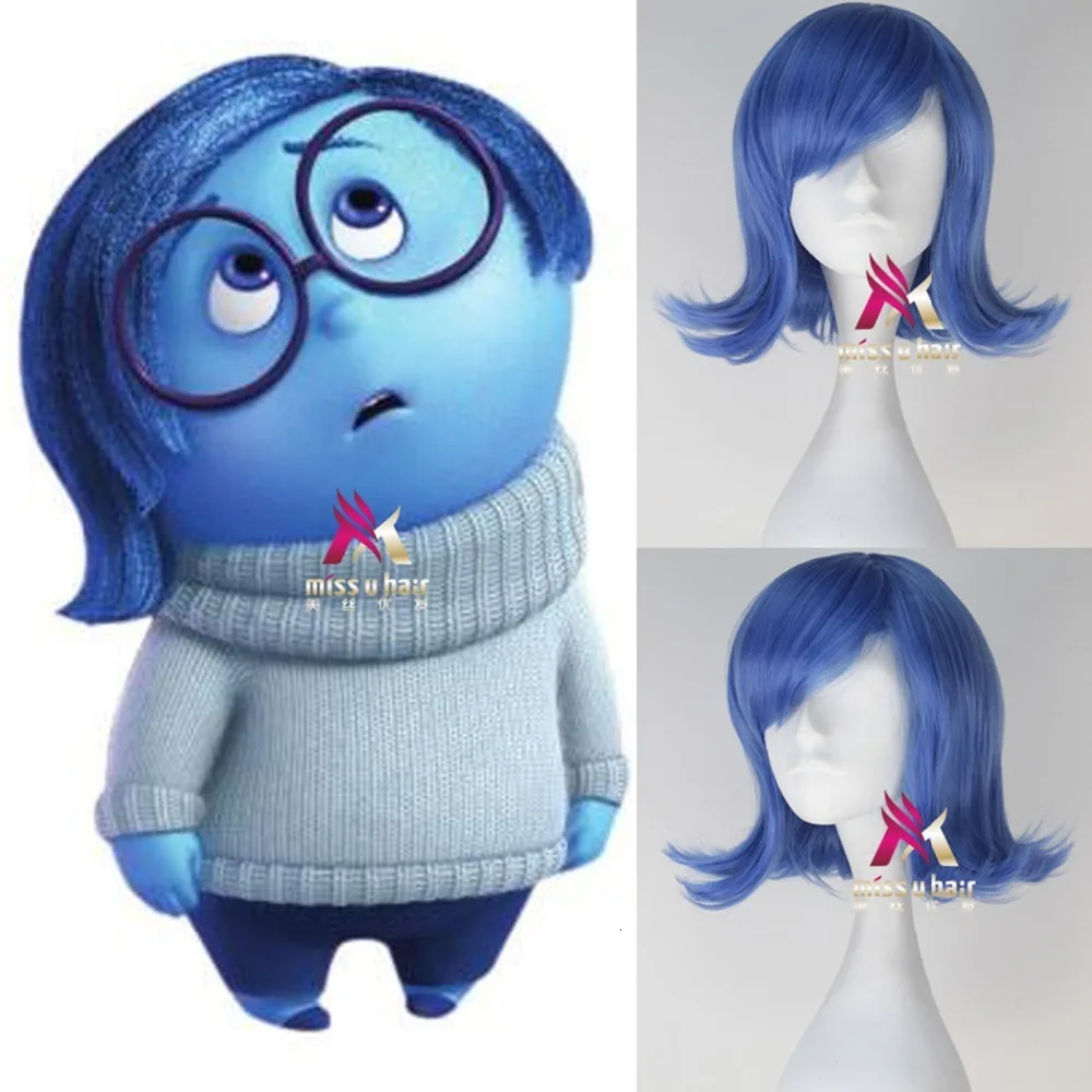 Парик горячая распродажа наизнанку Happy Cosplay короткие синие термостойкие