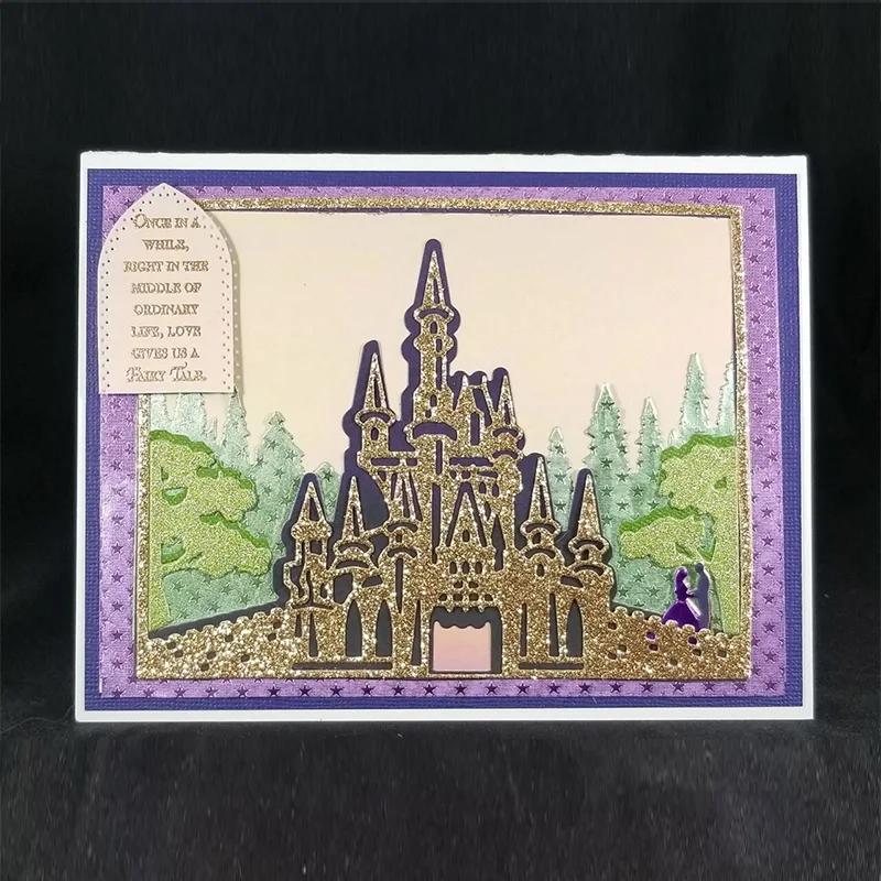 Высечки замок в Розе для изготовления открыток Замок + узор рамка металлические