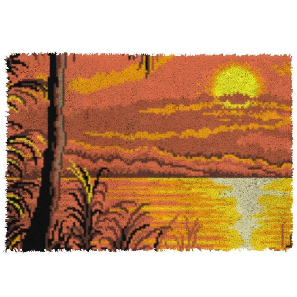 

Latch hook carpet with Pre-Printed Pattern Canvas for embroidery Home decoration Carpet embroidery Hobby and needlework Sun