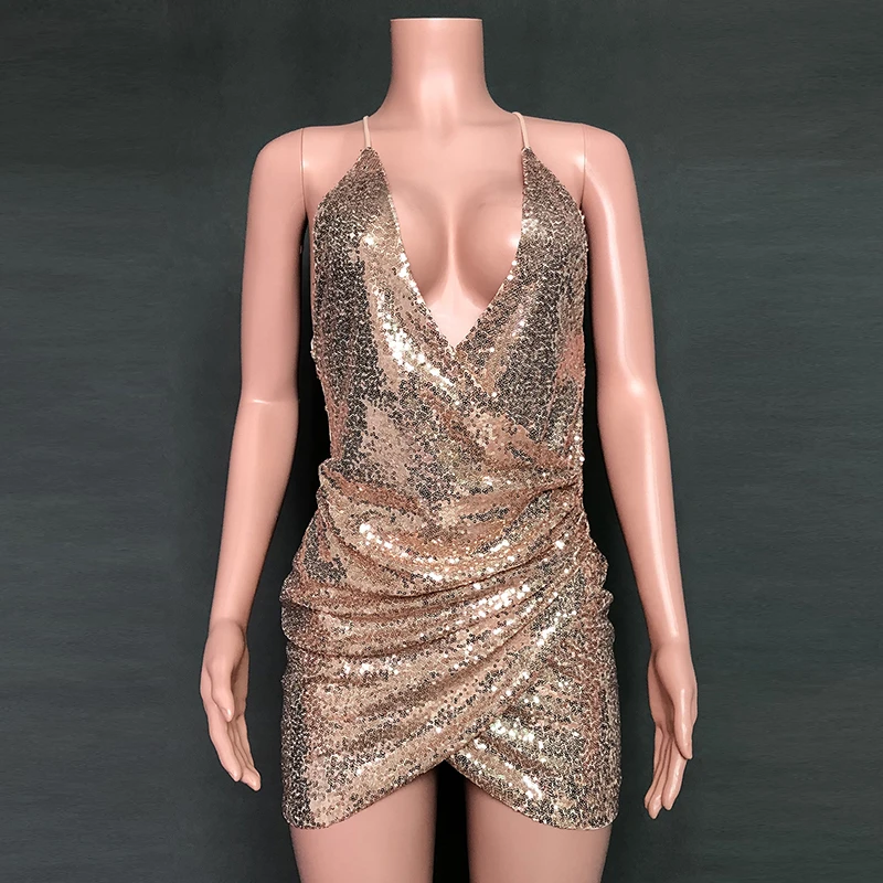 Townlike Backless Sexy Party Sequin Dress Women Glitter Club Bodycon Mini Summer Spaghetti Strap Christmas Vestidos | Женская одежда