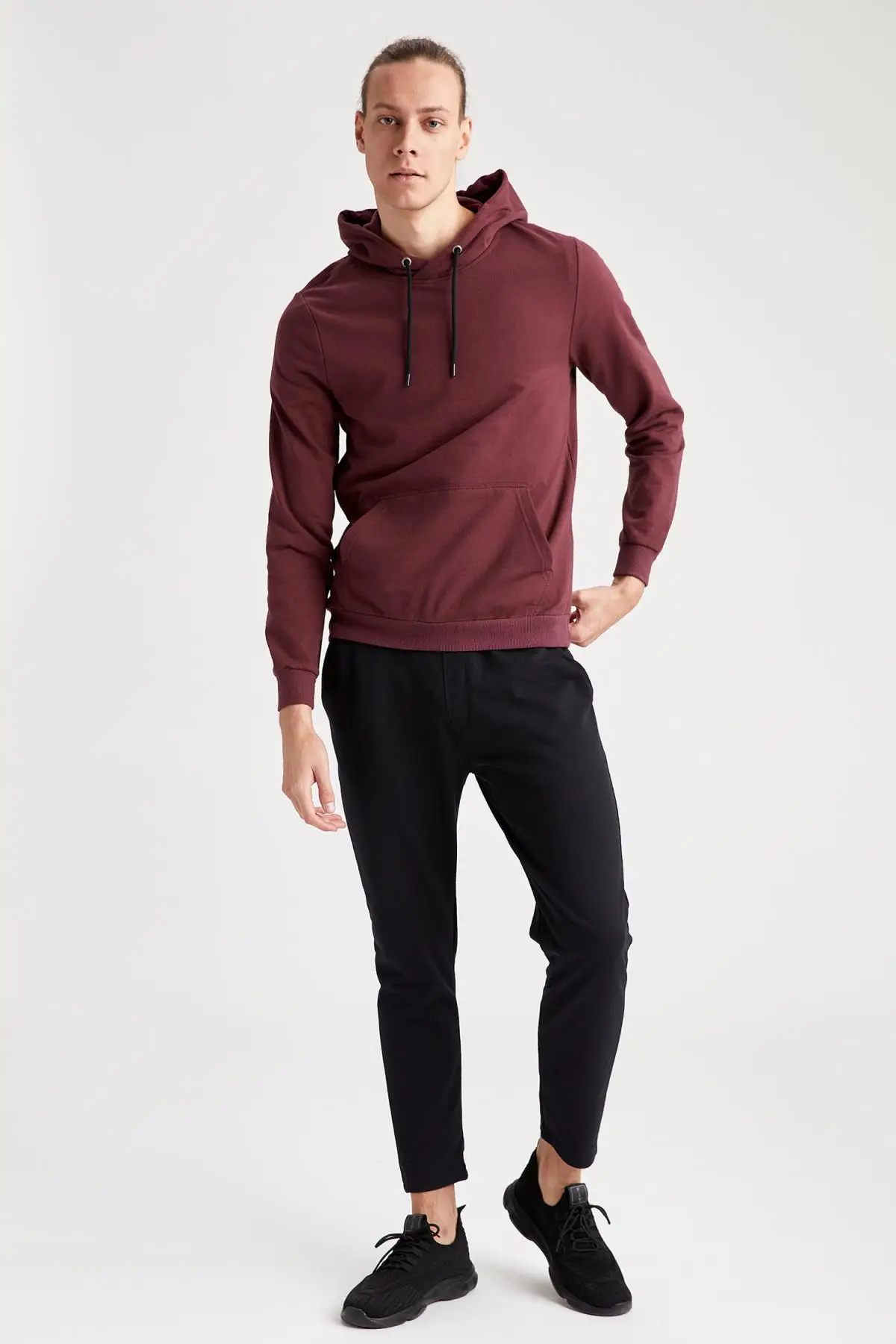 Defacto осенне зимние мужские трикотажные Slim Fit толстовка с капюшоном спортивный