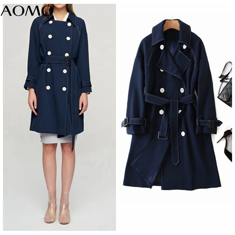 

Женский длинный красный тренчкот AOMO в английском стиле, элегантное офисное пальто с длинным рукавом, 2Z13A