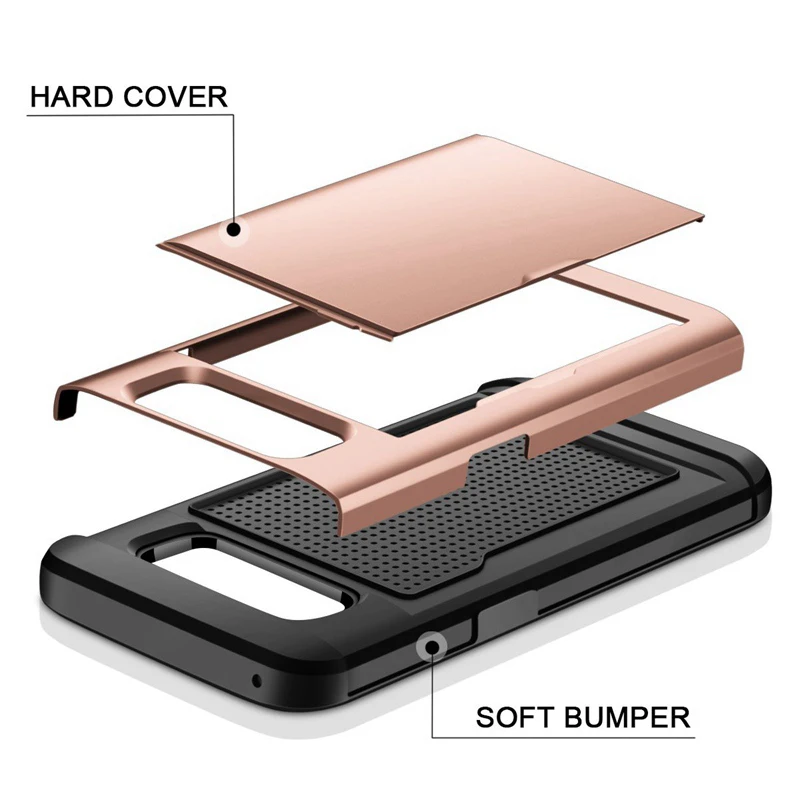 UPaitou Hybrid Armor Case for Samsung Galaxy S8 S7 S6 Edge Plus S5 S4 Wallet Card Holder Bumper Cover |