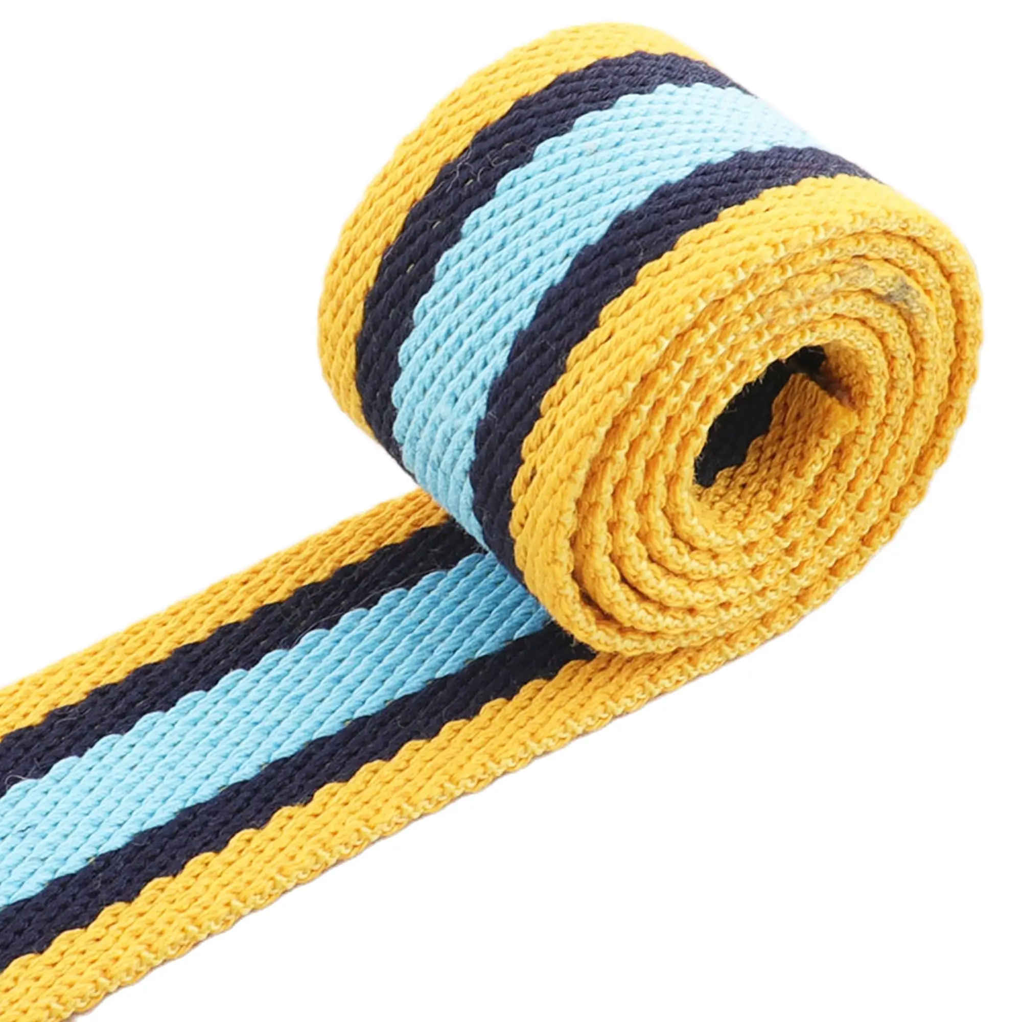 

1 1/2"(38mm) Orange Navy Blue Pale Blue Striped Twill Cotton Webbing Ribbon Heavy Weight Totes Belts Strap Tape Bag Handle