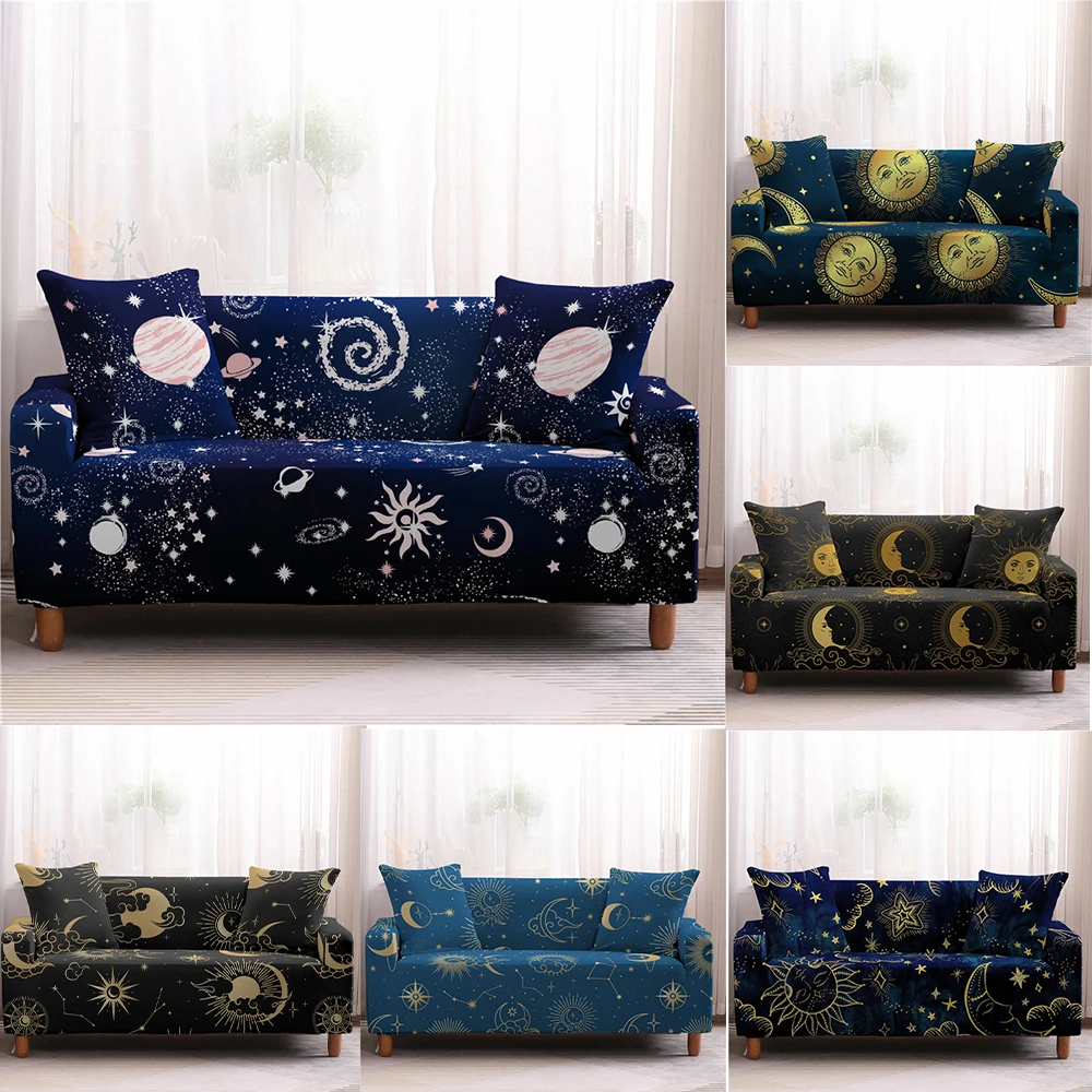 

Чехол для дивана с изображением планет Солнца и Луны, Рождественский чехол для дивана, плотный, противоскользящий чехол для гостиной, на 1/2/3/...