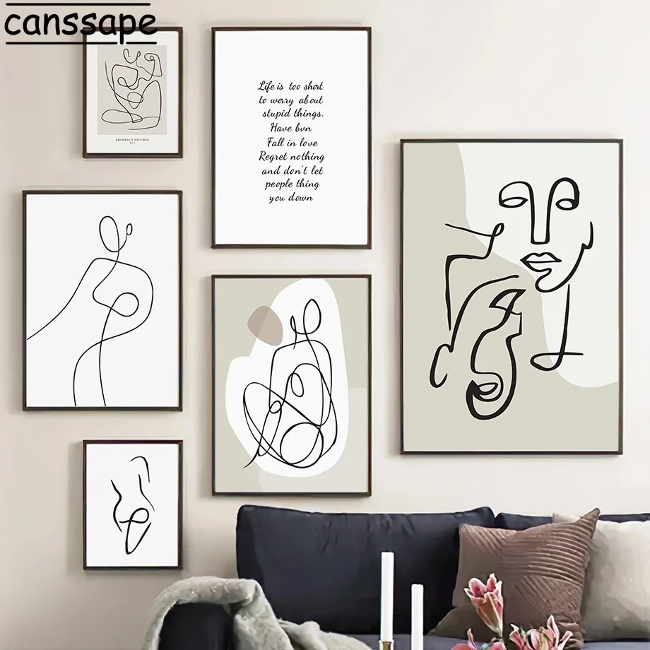 

Abstract Wall Art Print Line Face Painting Minimalist Canvas Poster Nordic Prints Quote Wall Pictures For Living Room Decoration