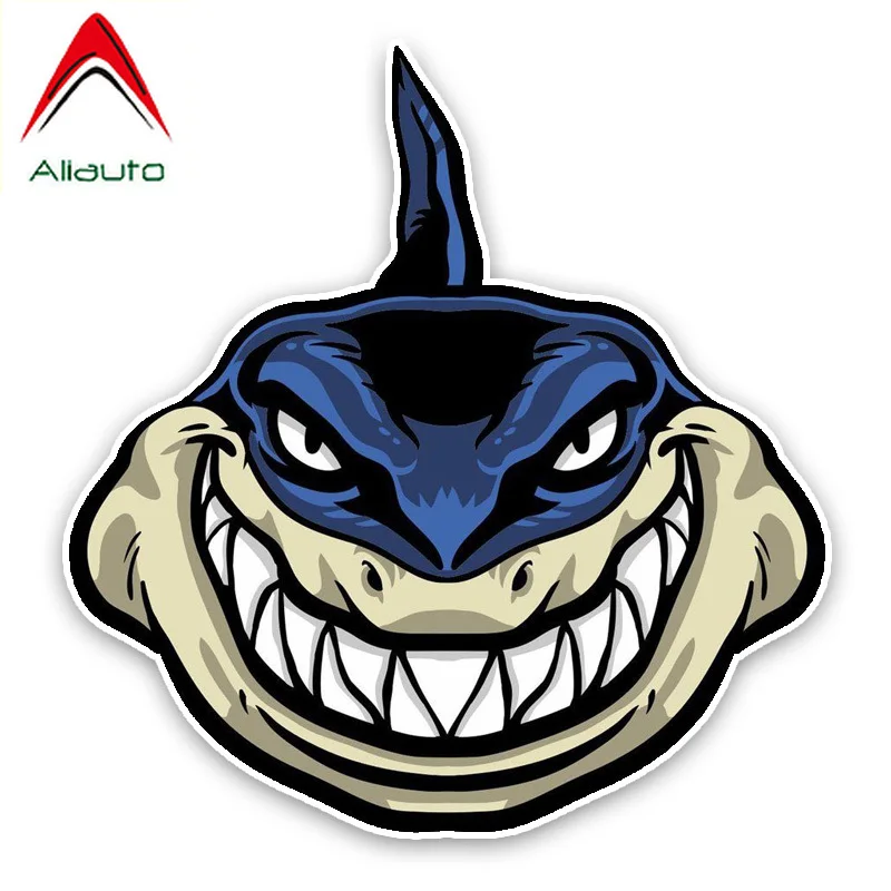 

Забавная мультяшная Автомобильная наклейка Aliauto в виде акулы, цветная Автомобильная наклейка на бампер, окно, ПВХ наклейка для Ford Focus, Volkswagen ...