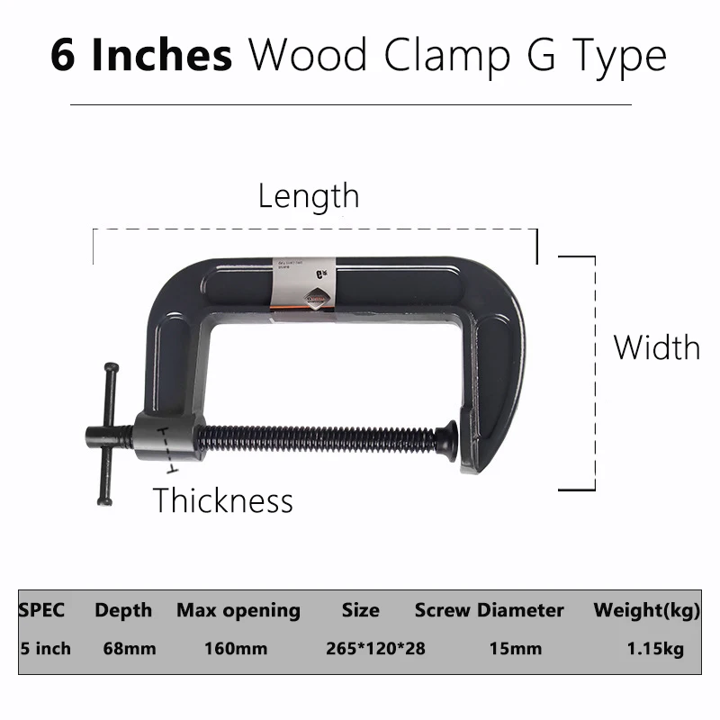 6 дюймовый G образный зажим сверхмощный металл деревообработка плотник рукоятка