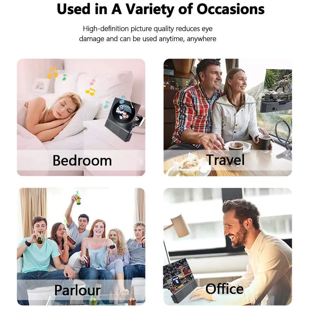 Мобильный телефон 12 дюймов 3D экран видео Складная лупа изогнутый увеличенный