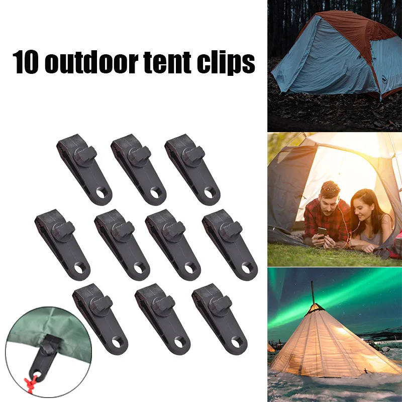 

10pcs Tent Rope Buckles Windproof Rope Stopper Outdoor Tent Fixed Plastic Clip SEC88