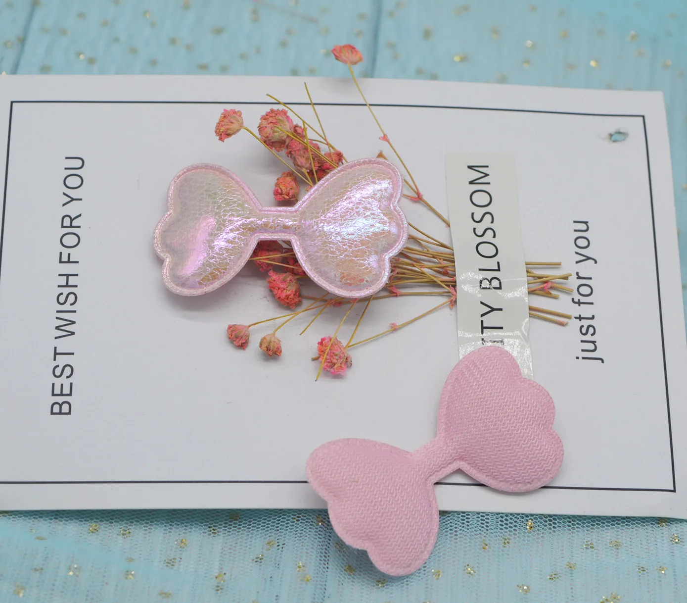 

30Pcs Padded Glitter PU Fabric Rainbow Bow Tie Applique for DIY Clothes Hat Sewing Patches Headwear Hair Clips Accessories B-01