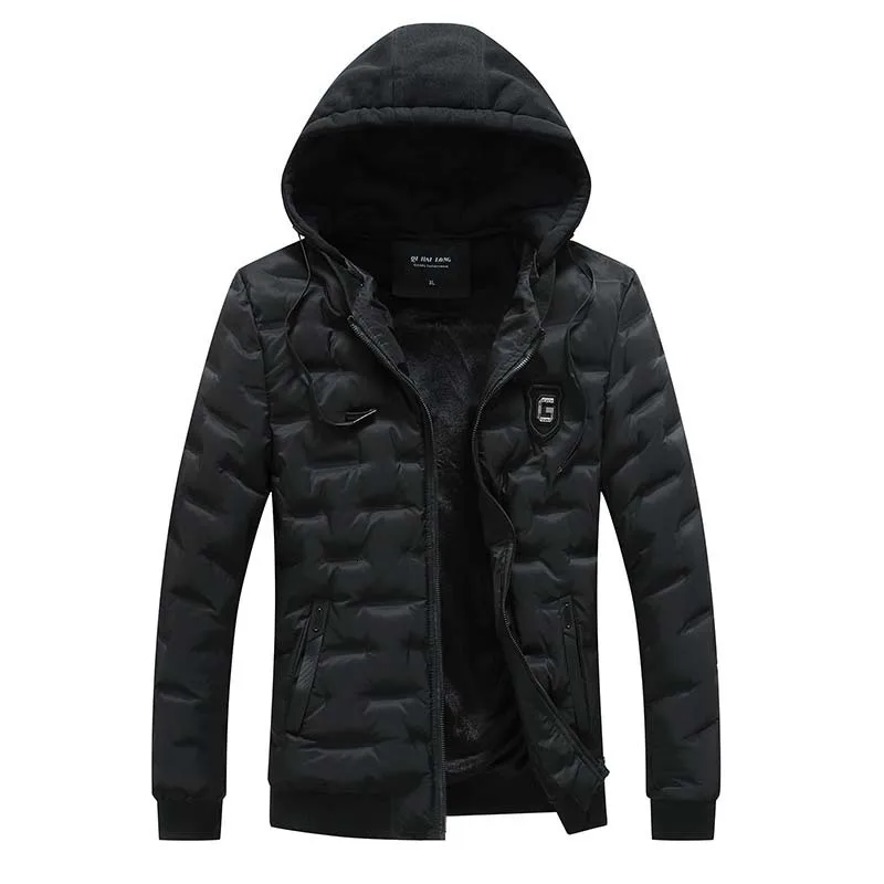Men's Thickening Cotton-padded Jacket Increase Down Even Hat Keep Warm Cotton Black Hats