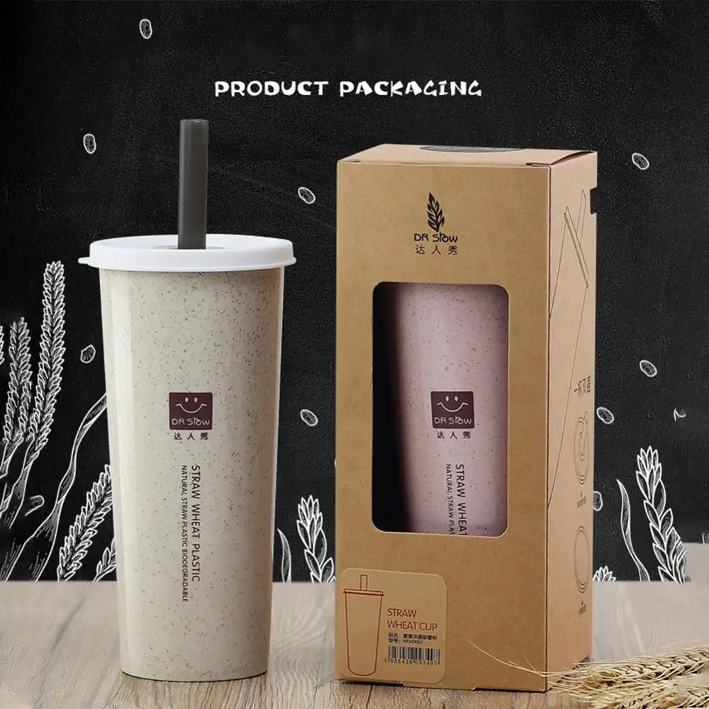 Экологичные 450 мл соломинки для питья чашка небьющаяся многоразовая соломенная