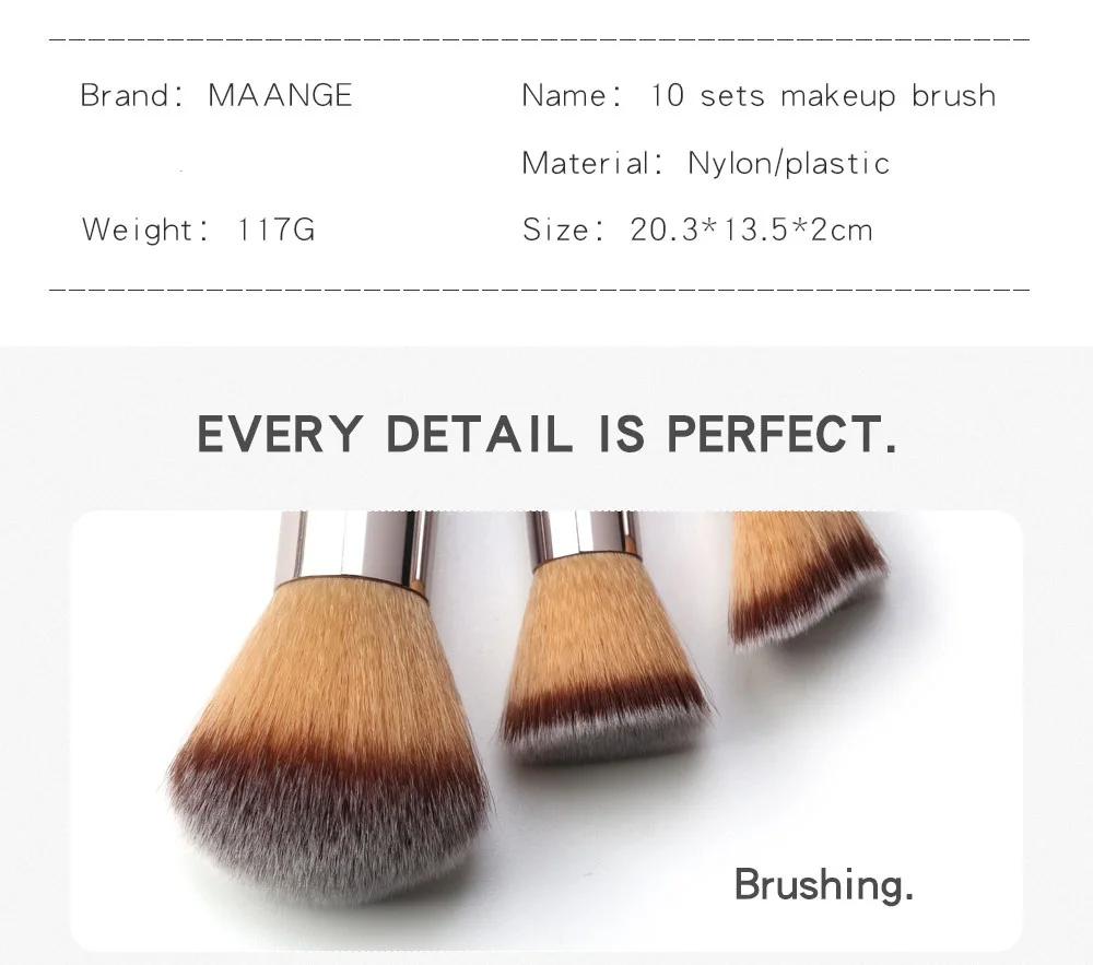 10 pcs Professional Makeup Brushes Metal Tube Paint Handle Eye shadow Eyelash Concealer Cosmetic brush Set drop shipping