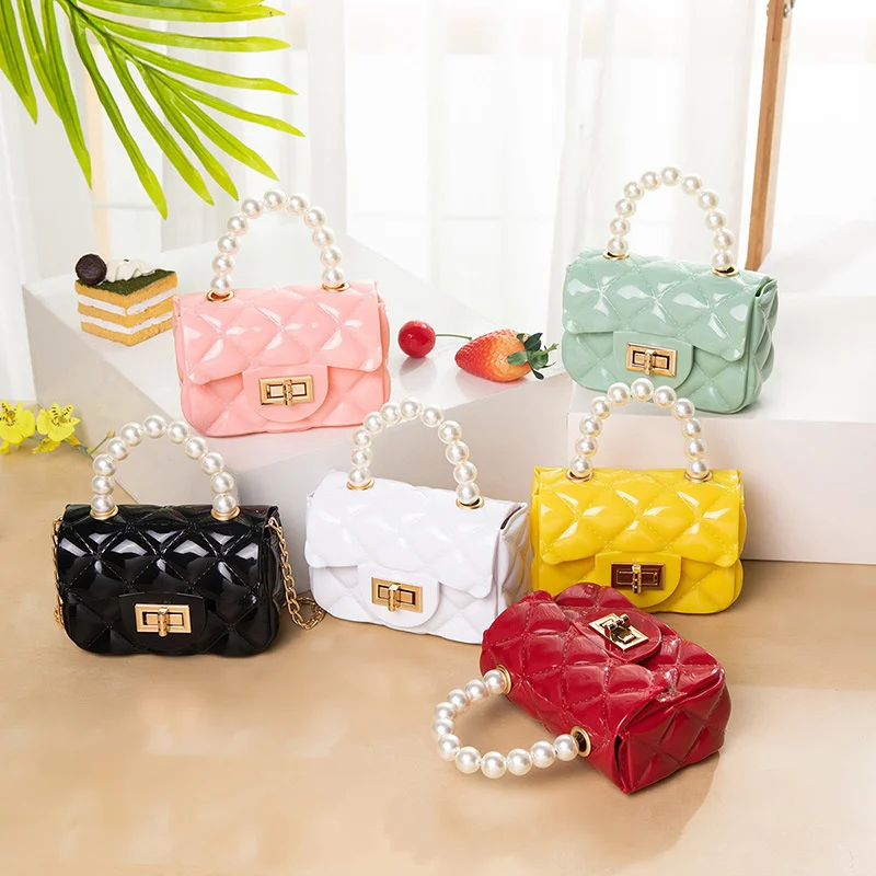 

Mini Fasion - 2021 New Small Shoulder Bgas Jelly Cute Crossbody bag Women Tote Pearl Handle Handbags Top-Hanlde-Bags