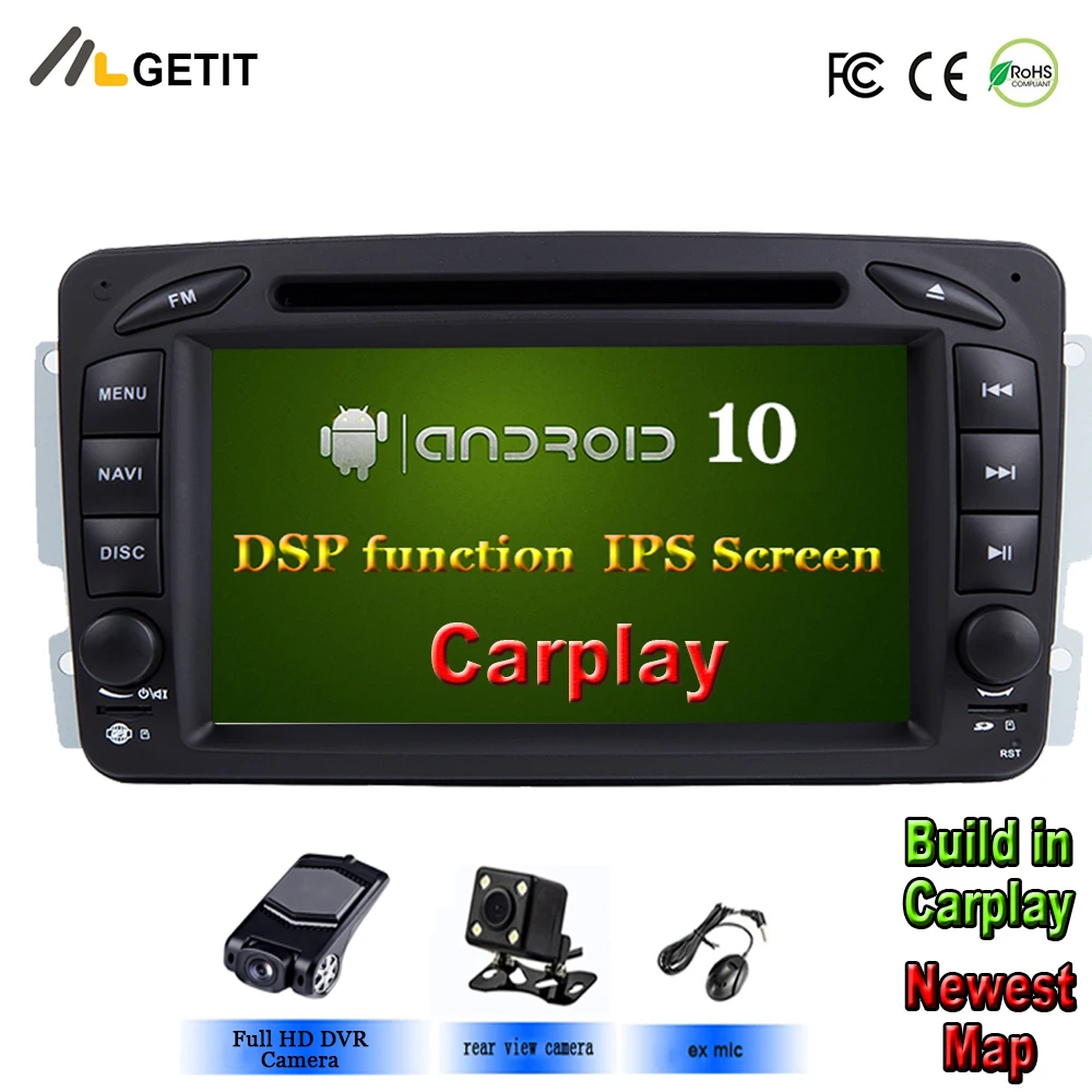 Android 10 автомобильный dvd-плеер для Mercedes/Benz/W209/W203/M/ML/W163/Viano/W639/Vito головное устройство
