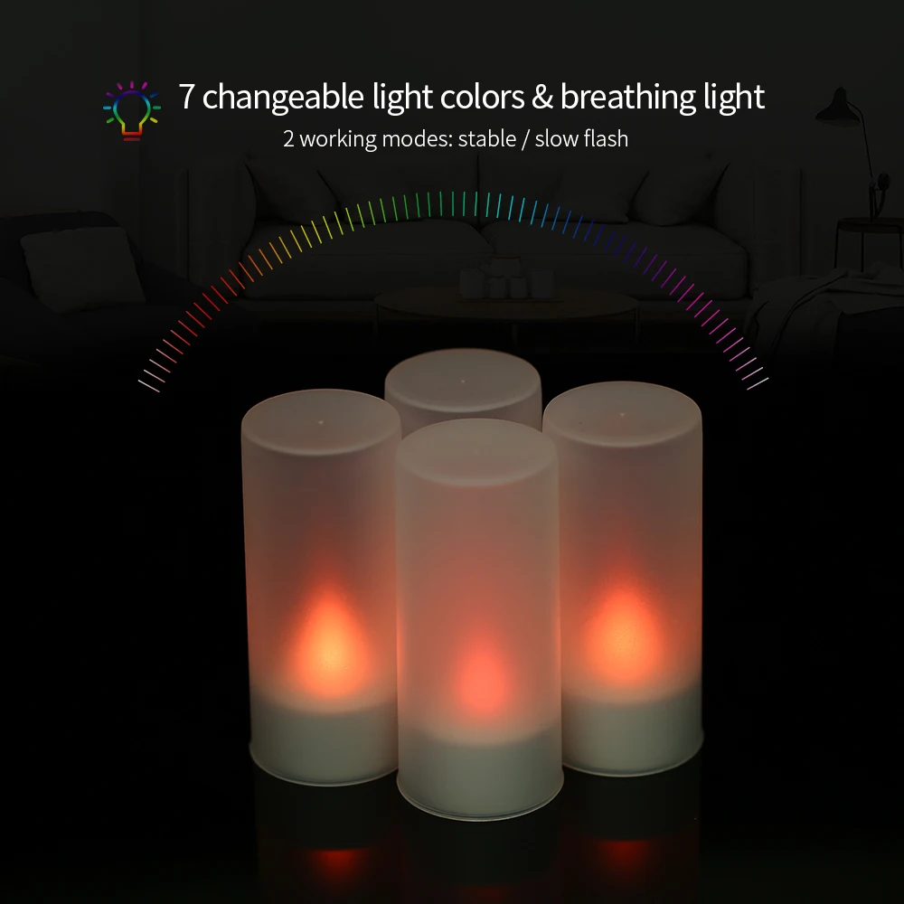 Светодиодный ная свеча меняющая цвет Мерцающая беспламенная чайная лампа