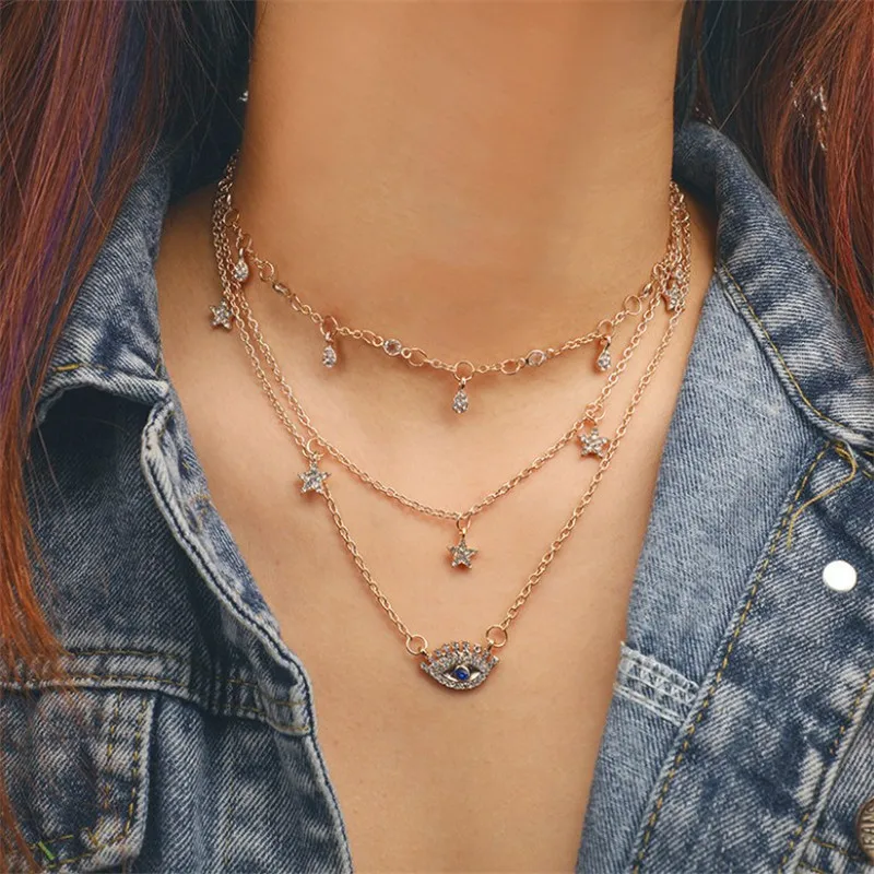 

2021 Jewelry Gifts Women Water Drop Five-pointed Star Necklace