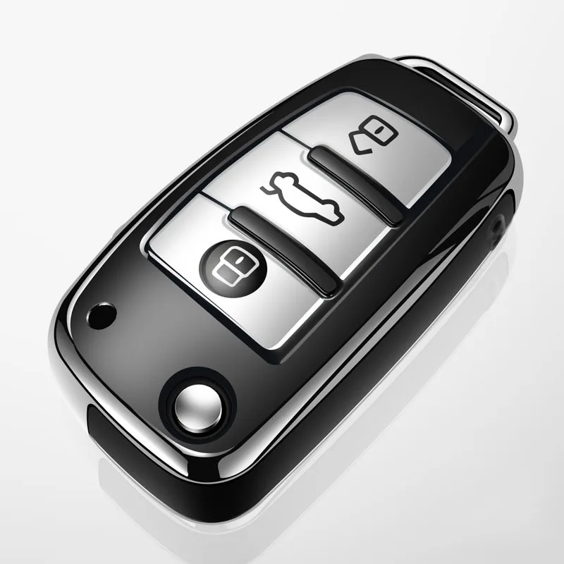 

Чехол для автомобильного ключа из ТПУ для Audi A8, A6, A3, Q3, Q7, R8, складной пульт дистанционного управления, защита ключа, аксессуары, кольцо