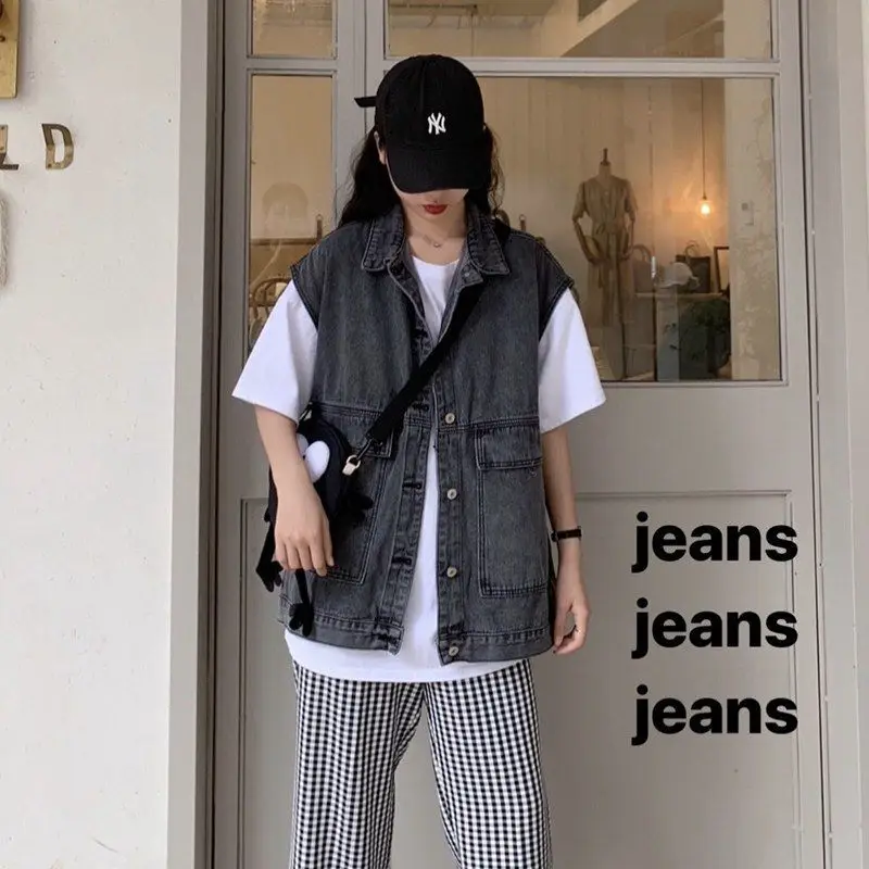 Джинсовые жилеты для женщин Новинка осени 2021 модная простая Стильная верхняя