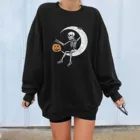 Худи на Хэллоуин Женская модная повседневная забавная печать свитер с круглым вырезом свободные спортивные топы пуловер Harajuku Женская толстовка аниме