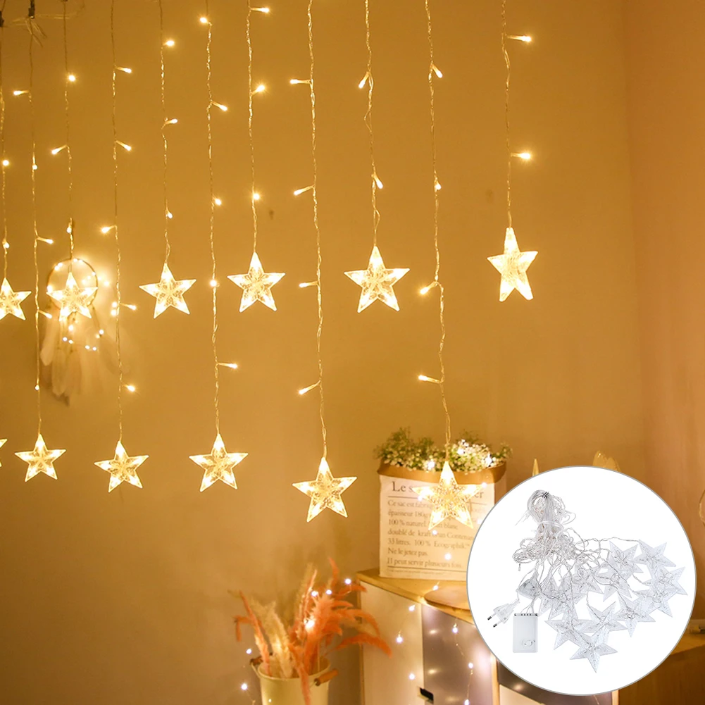 СВЕТОДИОДНАЯ Гирлянда занавеска в виде звезд 5 м 220 В|Украшения своими руками для